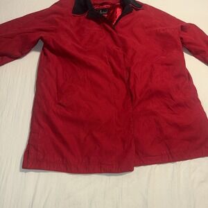 LONDON FOG LARGE RED BUTTON UP COAT INSULATED MENS